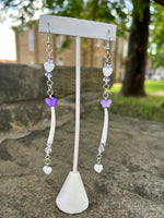 Dentalium Shell Earrings - 1 Strand Made by Carmen Tiger (Purple)