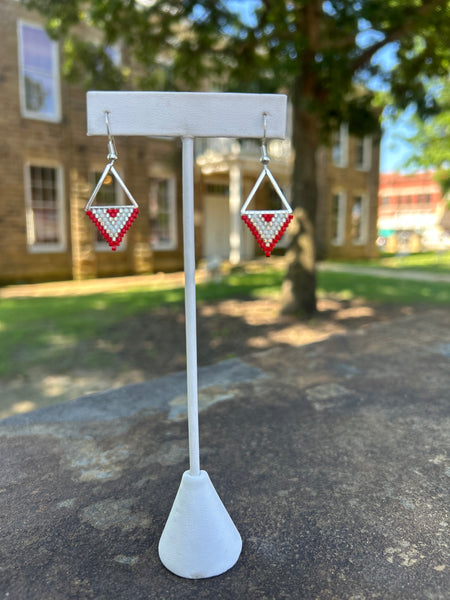 Brick Stitch Earrings on Silver Bar Made by Carmen Tiger