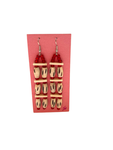 Bone Tiered Earrings made by Laura Bushyhead