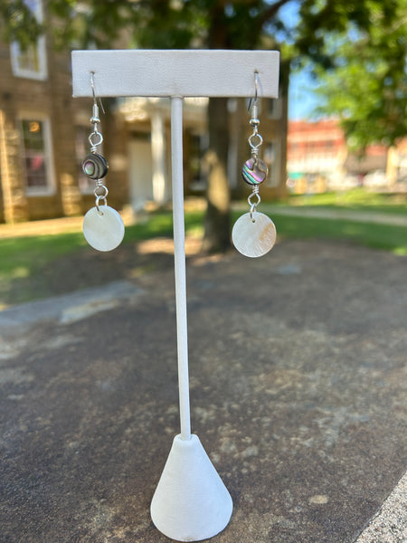 Mother of Pearl and Abalone Shell Earrings Made by Carmen Tiger