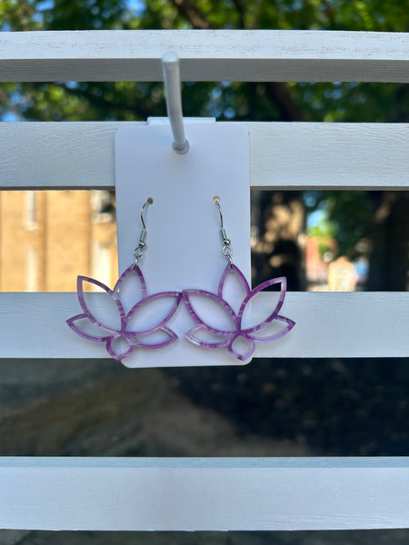 Lasercut Acrylic Earrings made by Johnnie Postoak Jr.