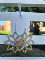 Lasercut Acrylic Earrings Made by Johnny Postoak Jr.