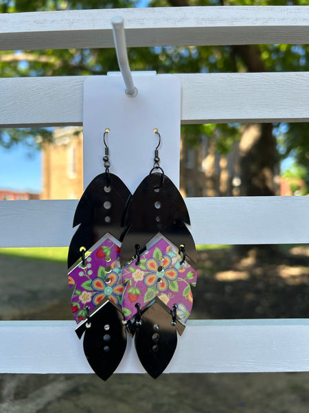 Acrylic Lasercut Feather Earrings made by Johnny Postoak Jr.