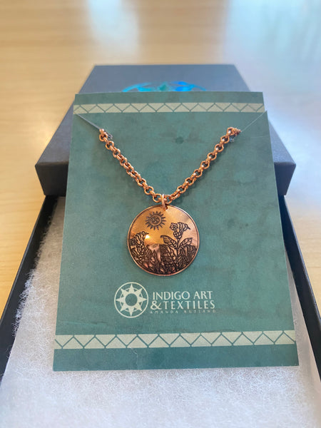 Tobacco Flower necklace. Made By Mvskoke Artist, Amanda Rutland
