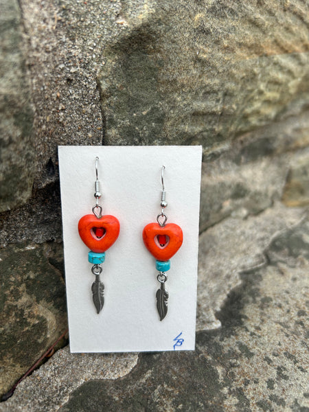 Feather Charm Earrings made by Laura Bushyhead