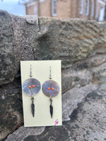 Shell and Feather Earrings made by Laura Bushyhead