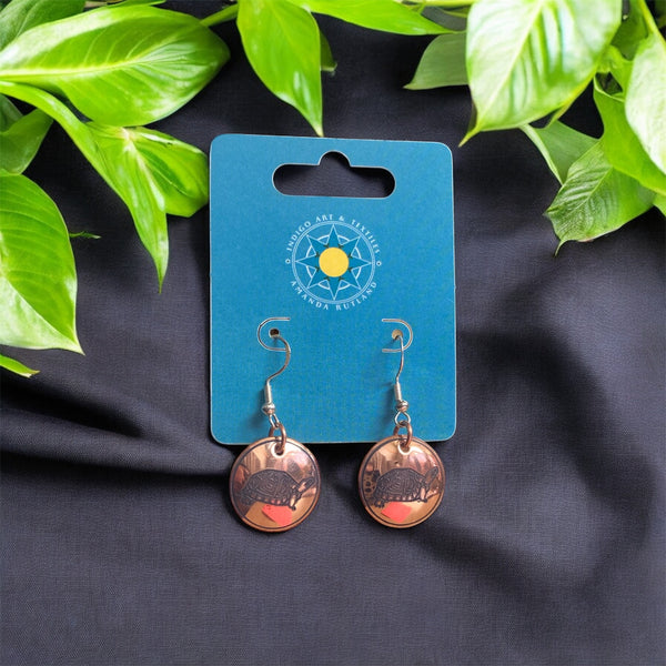 engraved turtle Earrings. Made By Mvskoke Artist, Amanda Rutland