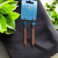 Blue Calcite Copper Chain Earrings. Made By Mvskoke Artist, Amanda Rutland