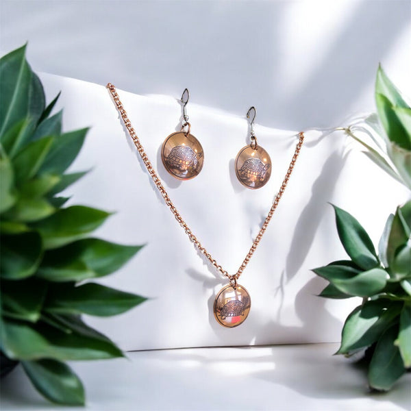 Turtle Necklace and earring bundle, Made By Mvskoke Artist, Amanda Rutland