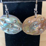 Half Dollar Size Abalone Shell Earrings with Nickel Spots
