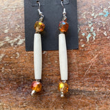 Hairpipe Bone with Crystal Bead Earrings