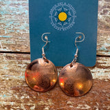 1" Round Etched Copper Earrings