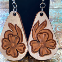 Hand Tooled Leather Earrings (Various designs available)